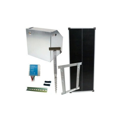 Základná sada na solárny ohradník s bezpečnostnou schránkou, regulátor 10 A, panel 100 W, konzola
