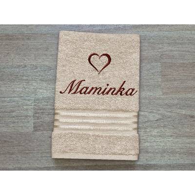 Povlečení Plus osuška maminka se srdíčkem 70 x 140 cm linie světle béžová