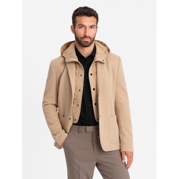 Ombre Clothing Мъжко яке с висока яка и качулка светлокафяво Ombre Clothing Ombre Clothing | Kafyav | МЪЖЕ | S