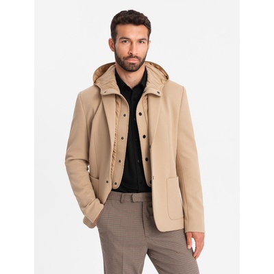 Ombre Clothing Мъжко яке с висока яка и качулка светлокафяво Ombre Clothing Ombre Clothing | Kafyav | МЪЖЕ | S