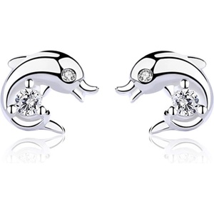 Silenti Jewelry Сребърни обеци "Делфин" - Без камък
