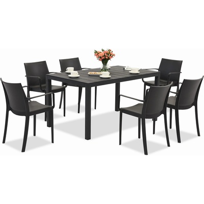 BICA Комплект градински мебели King/Victoria в цвят антрацит за 6 души Bica (BC440ANT-6xBC351ANT)