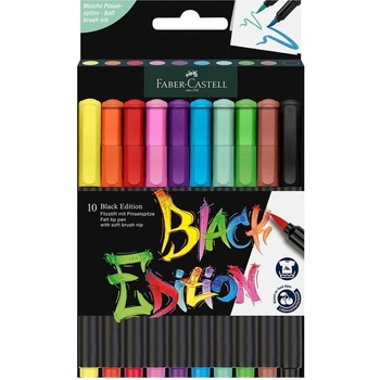Faber-Castell Маркер-четка Black Edition, 10 цвята (1010160299)