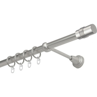 OK-GarnýžeCZ Garnýž kovová jednořadá 16mm Cylinder satina 190 cm do stěny / kroužky s háčkem