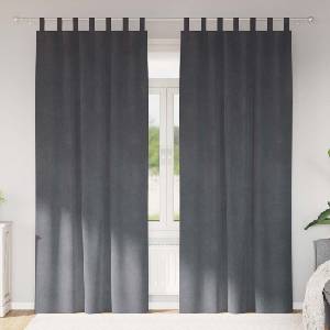 Pure Line Home Кадифени завеси в цвят сив с текстилни гайки (уши), 2 бр. , 140 x 245 см - zalegloto - 47,92 лв