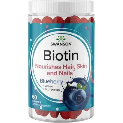 Swanson Biotin, боровинки, 60 дъвчащи таблетки, Swanson
