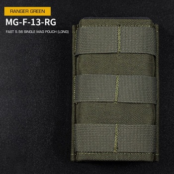 Wosport Fast type Single molle na 5.56 zásobníky M4/M16, dlouhá Ranger Green