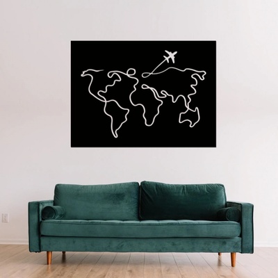 dřevo života Dřevěná mapa světa CESTA Zvolte barvu dekoru: Černá, Velikost map: 60x44