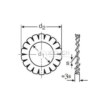podložka M4 pr. 4.3x8x0.5 ZINEK vějířová vnější ozubení DIN 6798A – Zboží Mobilmania