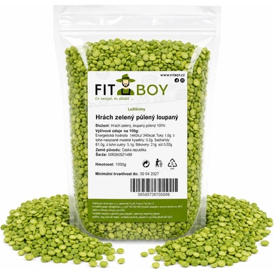 Fitboy Hrach zelený polený lúpaný 1 kg