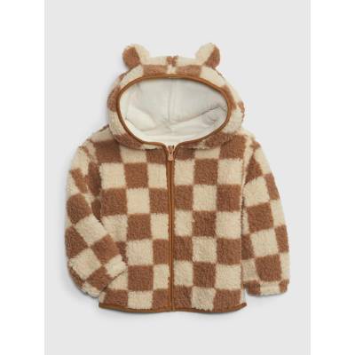 GAP Baby plyšová mikina hnědá