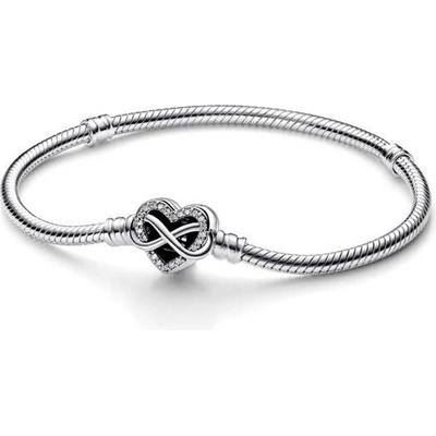 PANDORA Náramek Moments se třpytivou srdcovou sponou 21 cm 592645C01-21