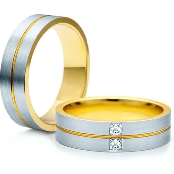 Image 1 of SAVICKI Сватбени халки: двуцветно злато, плоски. 5.5 мм