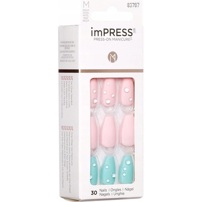 KISS imPRESS The No Glue Mani Medium umělé nehty Dew Drop 30 ks