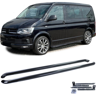 Boční nášlapy Volkswagen Transporter T5/T6/T6.1 krátké - černé (kulaté) – Sleviste.cz