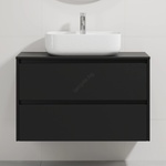 Bath Deluxe Шкаф за баня с мивка TRONDHEIM/KRISTIANSAND, 90 x 57 x 46 см, черно/бяло (SETBT0151C)