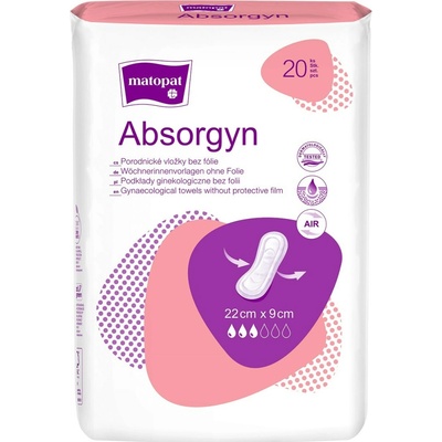 Matopat Matopat Absorgyn Popôrodné vložky pre ženy 20 ks 9 x 22 cm 20 ks Bez fólie
