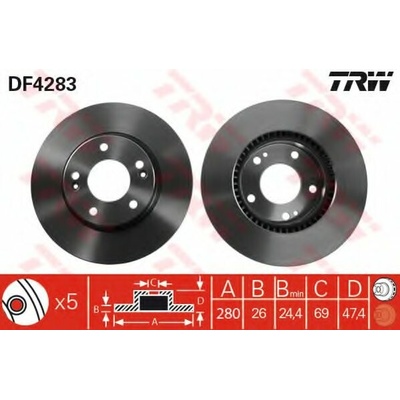 Brzdový kotouč TRW DF4283 přední levý nebo pravý