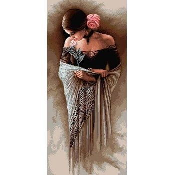 Image 1 of Казанлъшки гоблени Гоблен Испанка с роза - цял ръст Anchor (Немски)