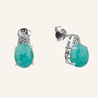 SilveAmo Strieborné náušnice s amazonitom Awareness C1AM5001