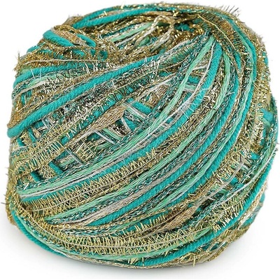 Vánoční pletací příze Alfie 50 g Varianta: 8 tyrkys mořský zlatá, Balení: 1 ks 58916/150847/282437