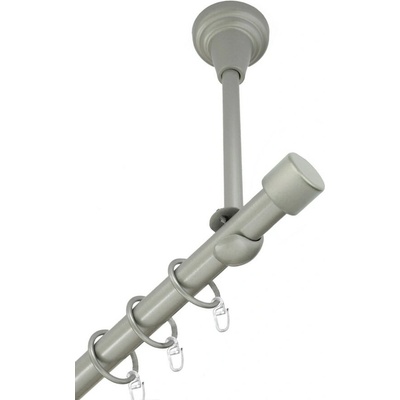 OK-GarnýžeCZ Garnýž kovová jednořadá 16mm Pullo stříbrná mat 310 cm do stropu / kroužky s háčkem