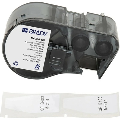 Brady M4-214-483 / 170965, 25.40 mm, Polyester, čierna tlač / biely podklad