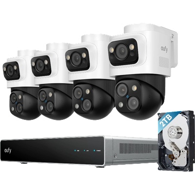 Anker Eufy PoE NVR S4 Max комплект от 4 PTZ Bullet камери с NVR, 4K, AI, IP65 (E8E00322)