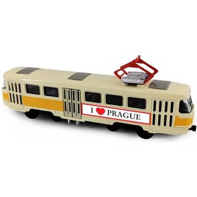 Rappa Метален чешки ретро трамвай жълт 16 см prague отварящи се врати