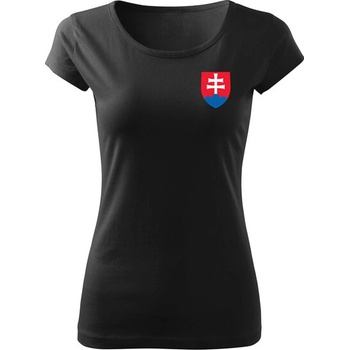 DRAGOWA dámske tričko malý farebný Slovenský znak čierna
