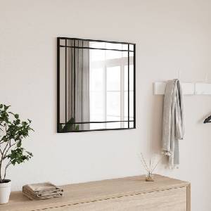 vidaXL Стенно огледало, черно, 60x60 см, квадратно, желязо (358635)