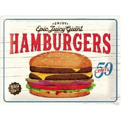 Nostalgic Art Plechová Ceduľa Juicy Hamburgers