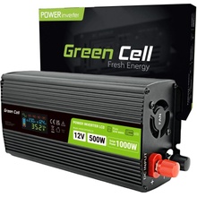 Green Cell INVGC12P500LCD 12V/230V, 500W/1000W - čistá sinusoida s LCD displejem