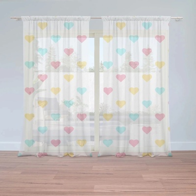 Sablio Záclony Trojfarebné srdiečka: 2ks 150x250cm