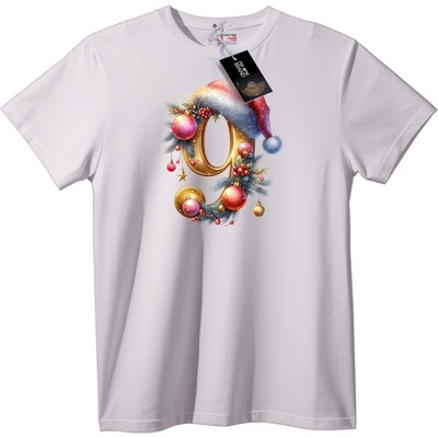 NOONEBRAND Тениска Коледен Номер 9 - 6XL, White
