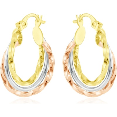 Gemmax Zlaté kruhové náušnice Trinity na francouzský zámek GLECN-40251