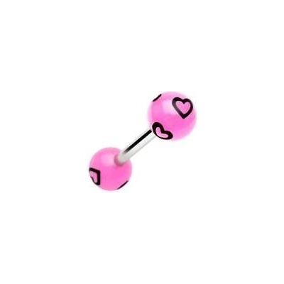 Šperky4U piercingu do jazyku se srdíčky PJ01047-P