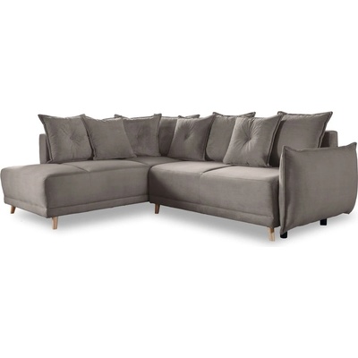 Miuform Светлокафяв велурен разтегателен диван (ляв ъгъл) Lazy Lukka - Miuform (1827ON05)