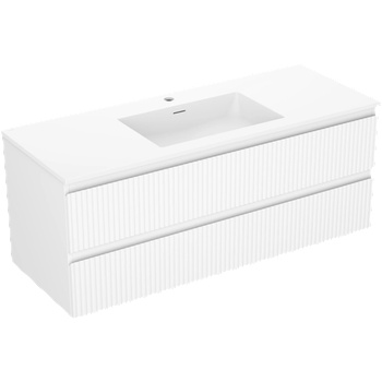 Mexen Rivel шкаф за баня 120 см с умивалник Otis, 2 чекмеджета, оребрен, бял мат - 91A20-12047-2-BFF01-W18M01 (91A20-12047-2-BFF01-W18M01)