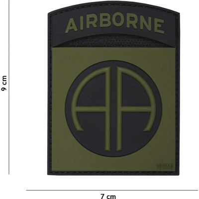 Gumová nášivka 101 Inc znak Airborne 82nd - olivová