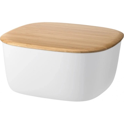 Chlebník BOX-IT 23 cm, bílá, plast / bambus, RIG-TIG