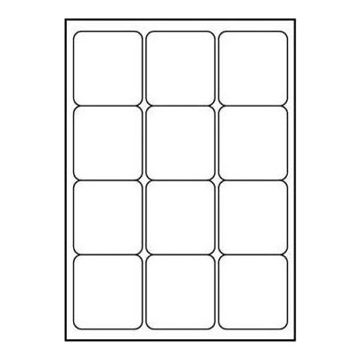 Logo etikety 66mm x 70mm, A4, matné, biele, 12 etikiet, 140g/m2, balené po 10 ks, pre atramentové a laserové tlač. 32215