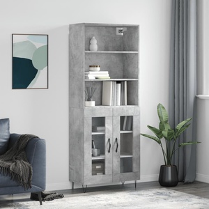 vidaXL Висок шкаф, бетонно сив, 69, 5x34x180 см, инженерно дърво (3189313)