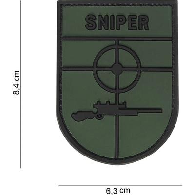 Gumová nášivka 101 Inc nápis Sniper - olivová