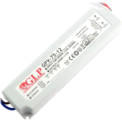 Napájecí zdroj pro LED pásky a LED pásky vodotěsné GPV-75-12 - 12V / 6A / 72W