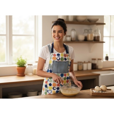 BBK Kuchyňská bavlněná zástěra COLORFUL POINTS 60x75 cm 100% bavlna