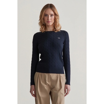 Gant STRETCH COTTON CABLE C-NECK EVENING BLUE