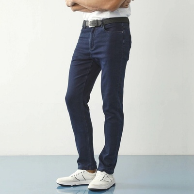 Rovné džíny s 5 kapsami ze strečového denimu tmavě modré