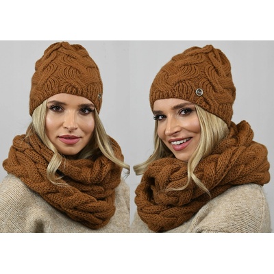 Fashionweek Dámská souprava čepice a šály ZIZI-K9 Mocca