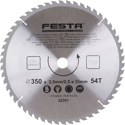 Festa Pilový kotouč s SK plátkem, 350 x 30 mm, 54 zubů, TCT 22351